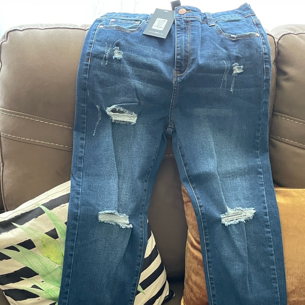 Brand new fashion nova blue ripped jeans